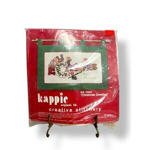 Vtg Christmas Wool Crewel Kit 1980 Kappie Originals Christmas Greetings Elves